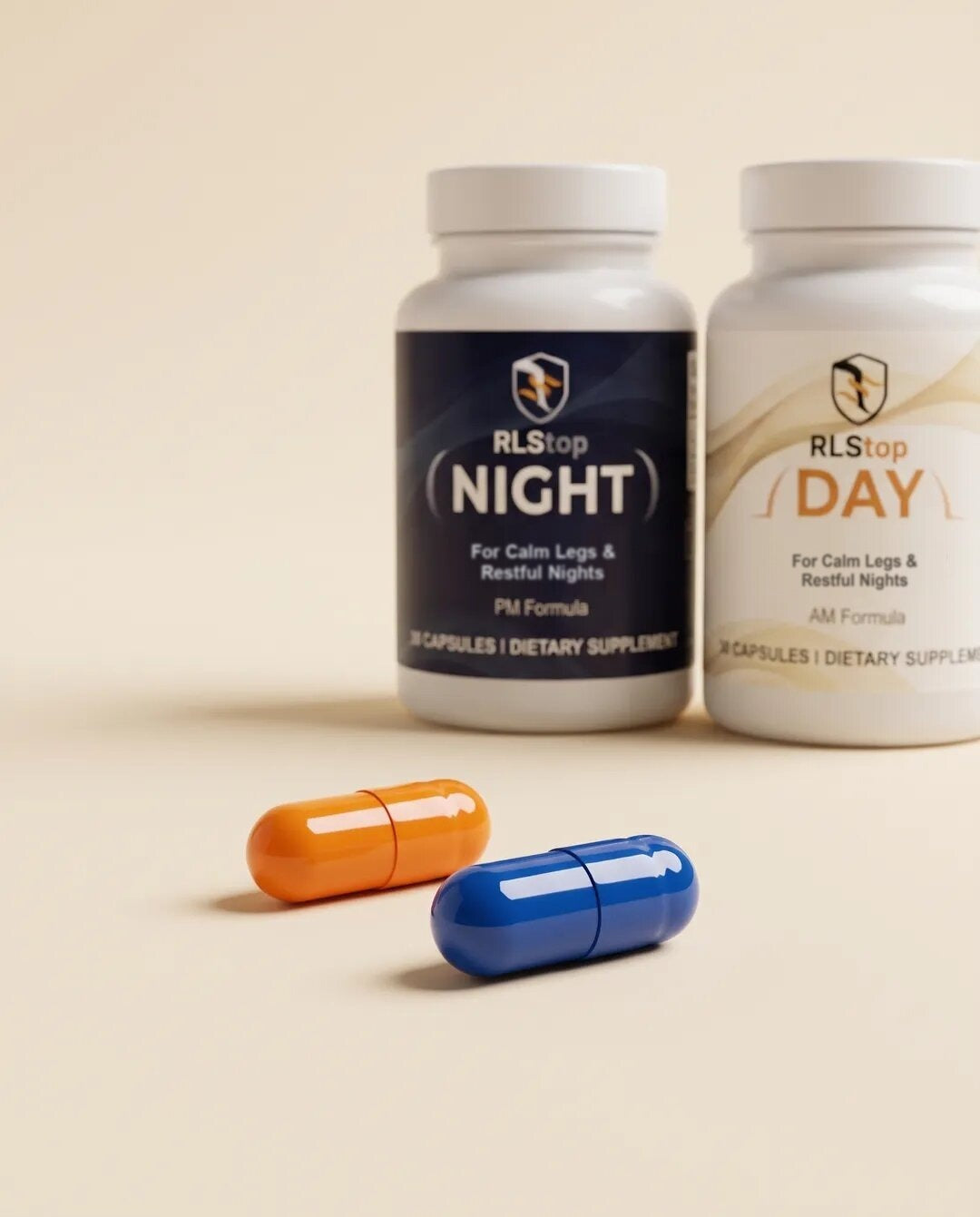 RLStop NIGHT and DAY bottles with one capsule of each