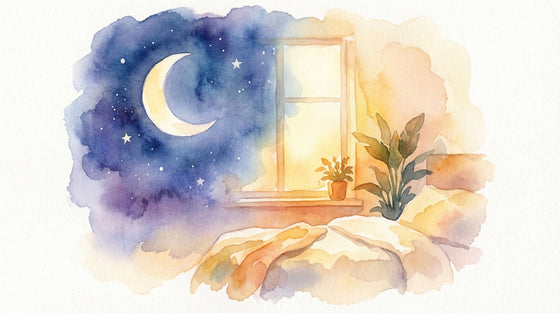 Night sky through a bedroom window