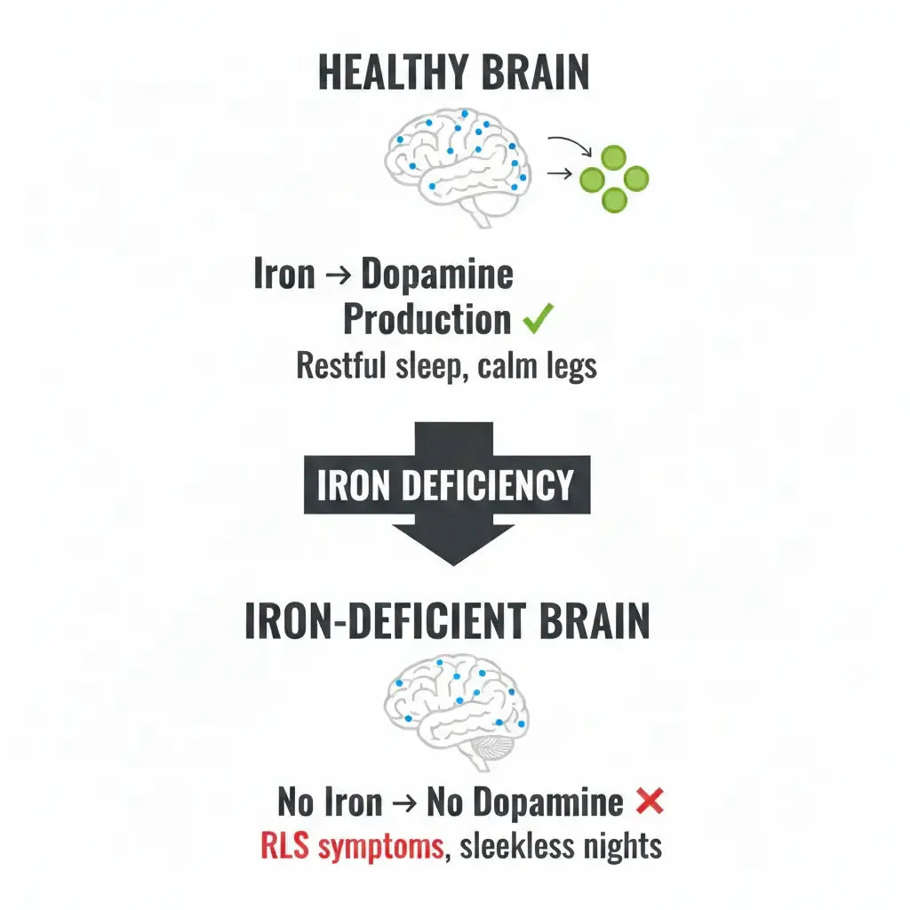 Brain iron dopamine mechanism diagram